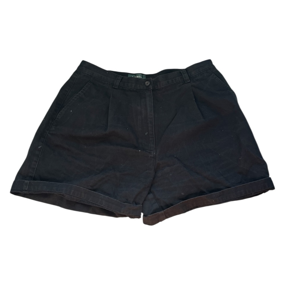 Vintage Lauren Ralph Lauren High Rise Black Denim Shorts Cuffed Womens Size 12